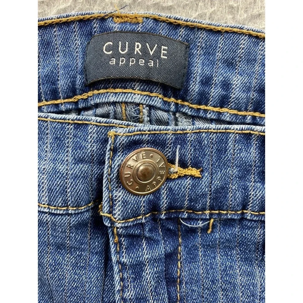 Curve Appeal Women's Size 6/28 Blue Denim High-Rise Wide Leg Stretch Jeans
